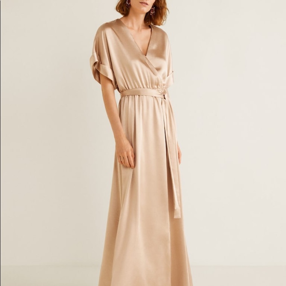 Champagne Satin Tie Dress